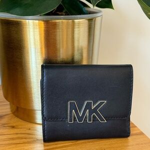 Michael Kors Women's Trifold Black Leather Wallet